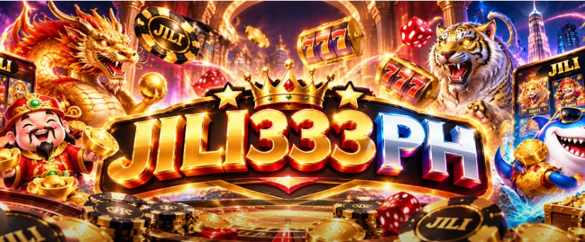 JILI333PH online casino banner with JILI slots, fishing games and gold coins